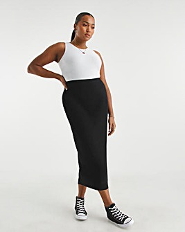 Black Jersey Midaxi Tube Skirt