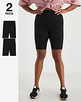 2 Pack Black Jersey Cycling Shorts