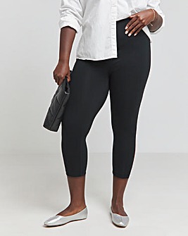 Black Cotton Cropped Legging