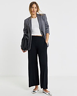 Black Jersey Elasticated Waist Wide Leg Trouser