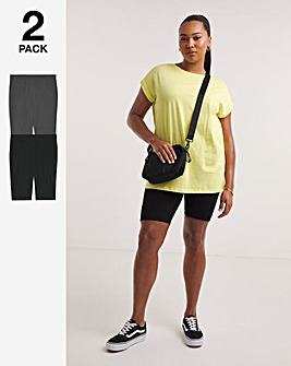 2 Pack Black / Charcoal Grey Jersey Cycling Shorts