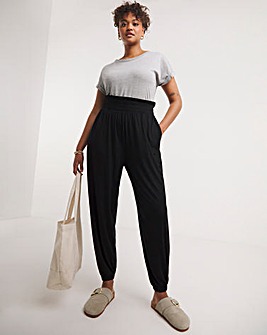 Black Easy Care Linen Mix Wide Leg Trouser  Simply Be