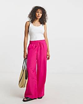Hot Pink Easy Care Linen Mix Wide Leg Trouser