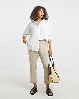 Stone Easy Care Linen Mix Tapered Trouser