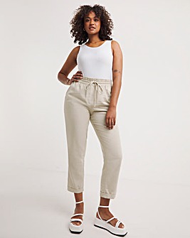 Stone Easy Care Linen Mix Tapered Trouser