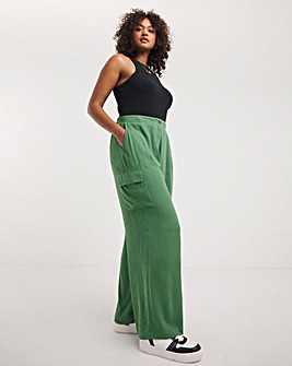 Green Crinkle Relaxed Cargo Trousers