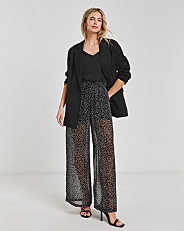 Mono Spot Wide Leg Chiffon Trousers