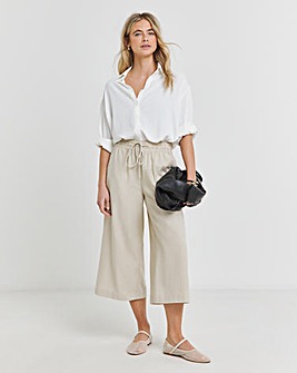 Stone Easy Care Linen Mix Wide Leg Culotte