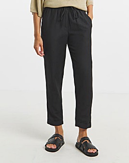 Black Easy Care Linen Mix Tapered Trouser