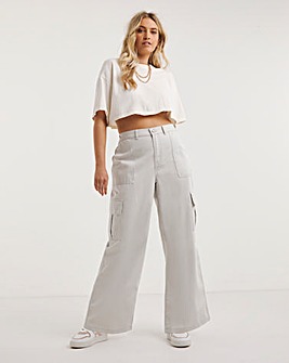 Light Grey Cargo Utility Straight Leg Trousers