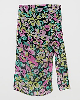 Simply Be Georgette Floral Gathered Midi Skirt