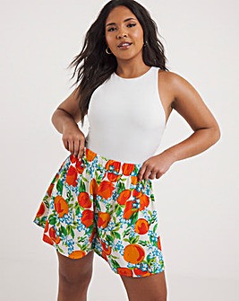 Fruit Print Lightweight Relaxed Flippy Short