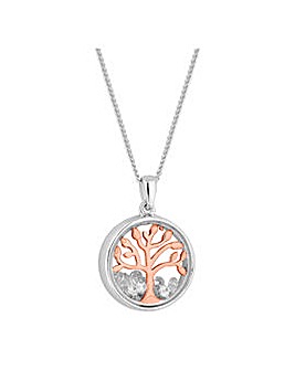 Simply Silver Sterling Silver 925 14ct Rose Gold Plated Tree Of Love Necklace
