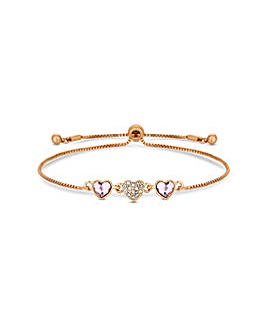 Jon Richard Rose Gold Heart Toggle Bracelet embellished with Swarovski Crystals