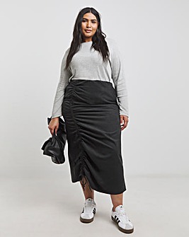 Maxi Parachute Cargo Skirt with Ruched Detailing