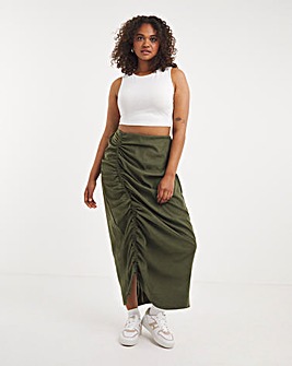 Maxi Parachute Cargo Skirt with Ruched Detailing