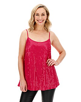 Bright Pink Sequin Strappy Camisole Top