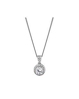 Simply Silver Sterling Silver 925 White Cubic Zirconia Clara Short Necklace