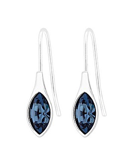 Jon Richard Denim Blue Pear Drop Earring Embellished With Radiance Crystals