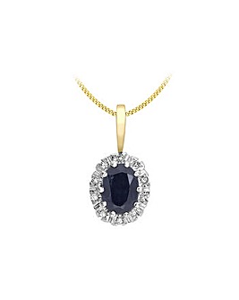 9Ct Gold Diamond & Sapphire Necklace