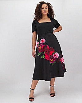 Placement Print Scuba Prom Skirt