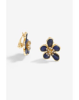 Jon Richard Blue Enamel Floral Earrings