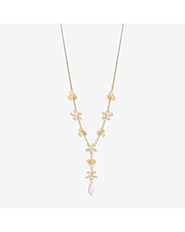 Mood Gold Mixed Flower Linear Y-Drop Necklace