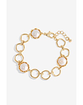 Jon Richard Gold Plated And Baroque Pearl Polished Chain Bracelet