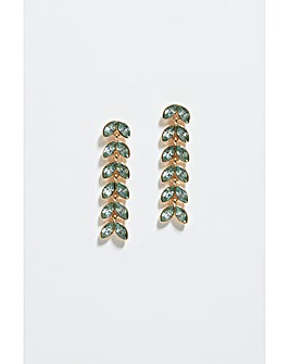 Mood Green Leaf Linear Drop Earrings