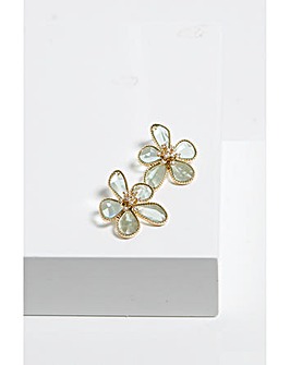 Mood Green Facet Flower Studs