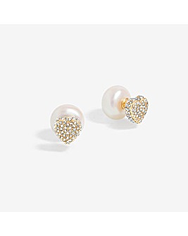 Mood Cream Pearl Heart Studs