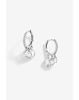 Jon Richard Rhodium Plated Cubic Zirconia Crystal Charm Earrings