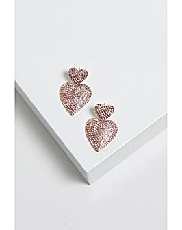 Mood Gold Pink Double Heart Drop Earrings