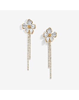 Mood Two Tone Flower Cupchain Drop Earrings