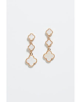 Mood  MOP Clover Linear Drop Earrings