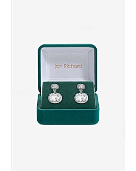 Jon Richard CZ Pave Oval Drop Earrings