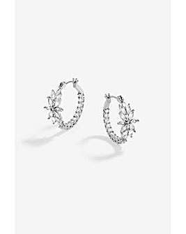 Jon Richard CZ Floral Hoop Earrings