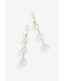 Mood Pearl Linear Three Drop Earrings