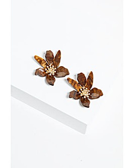 Mood Gold Tort Resin Statement Flower Earrings