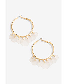 Mood White Shell Charm Hoop Earrings