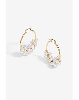 Mood Gold Pearl Cluster Hoop Earrings