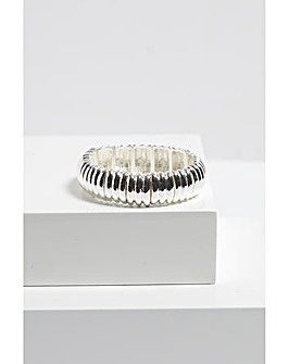 Mood Silver Ridged Stretch Bracelet