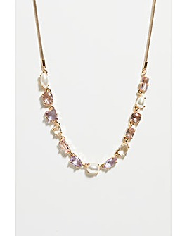 Mood Gold Romantic Crystal And Pearl Mixed Stone Allway Necklace