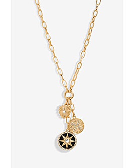 Mood Gold Black And Crystal Celestial Charm Pendant Necklace