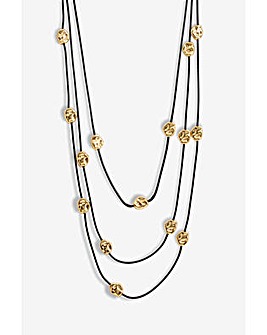 Mood Gold Nugget Multirow Cord Necklace