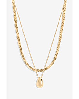 Mood Gold Polished Dome Layered Chain Pendant Necklace - Pack Of 2