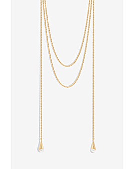 Mood Gold Pearl multirow Rope Necklace