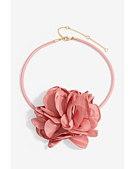 Mood Gold Pink Flower Corsage Necklace