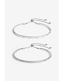 Mood Silver Bar Toggle Bracelets 2 Pack