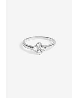 Simply Silver Pave Clover Ring